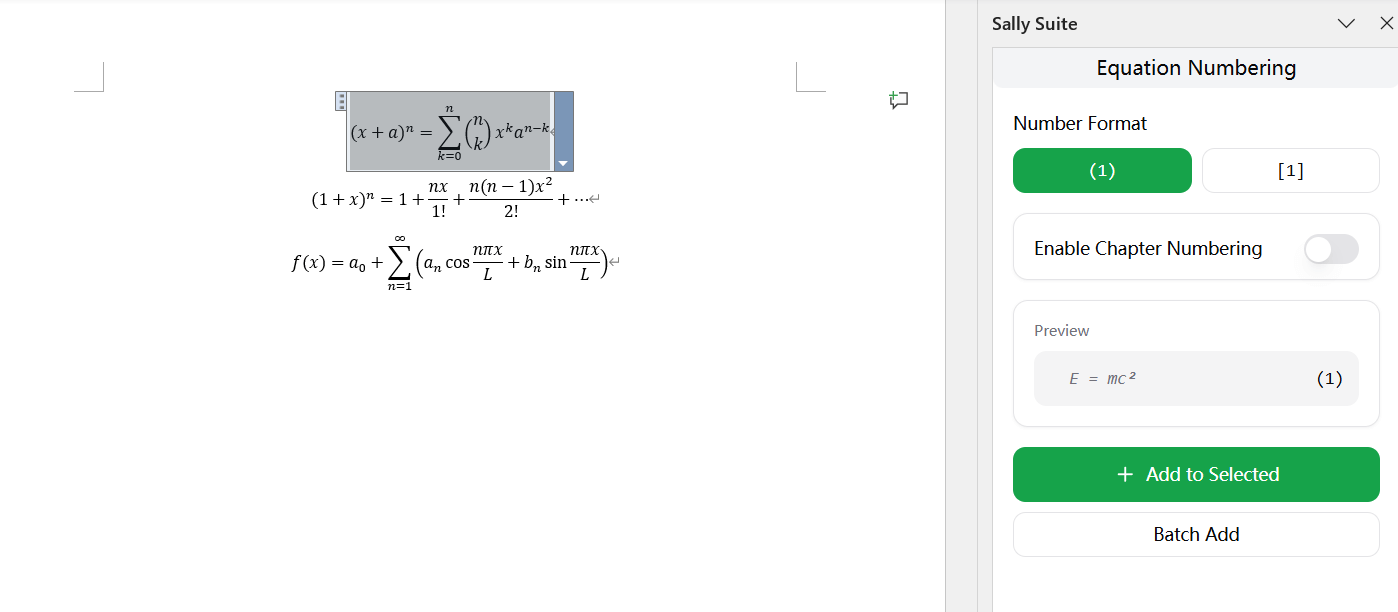 Select Single Equation