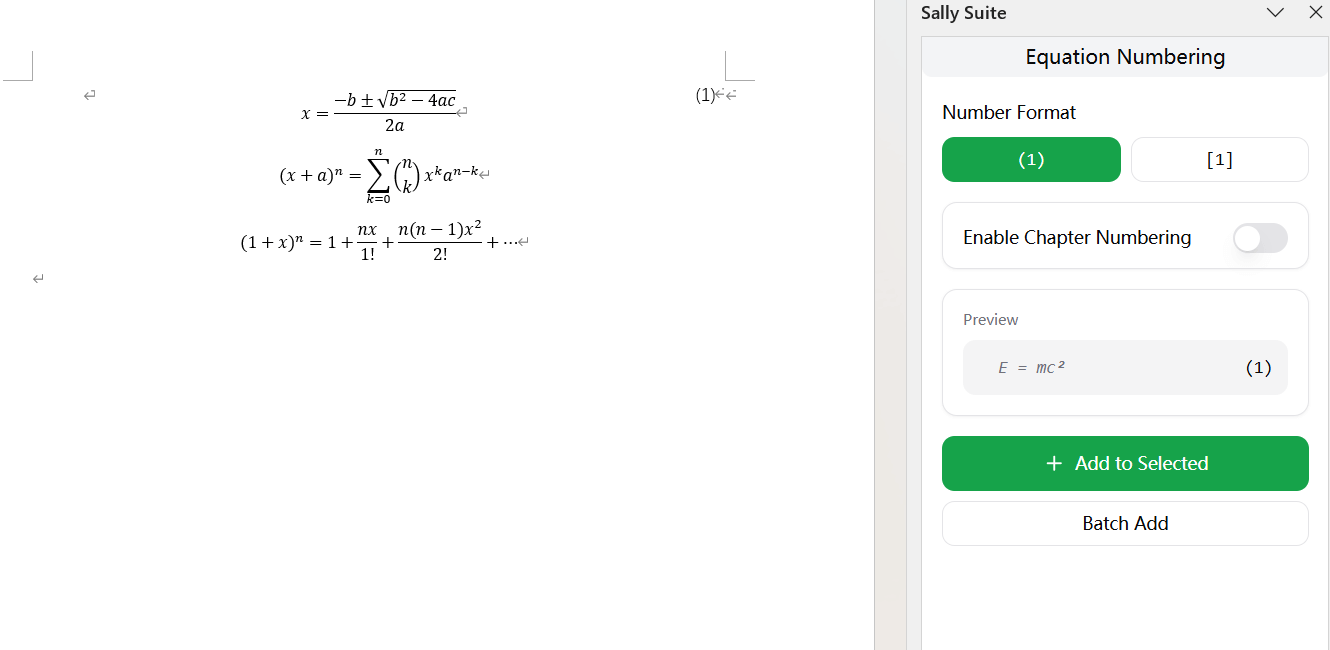 Single Equation Numbering