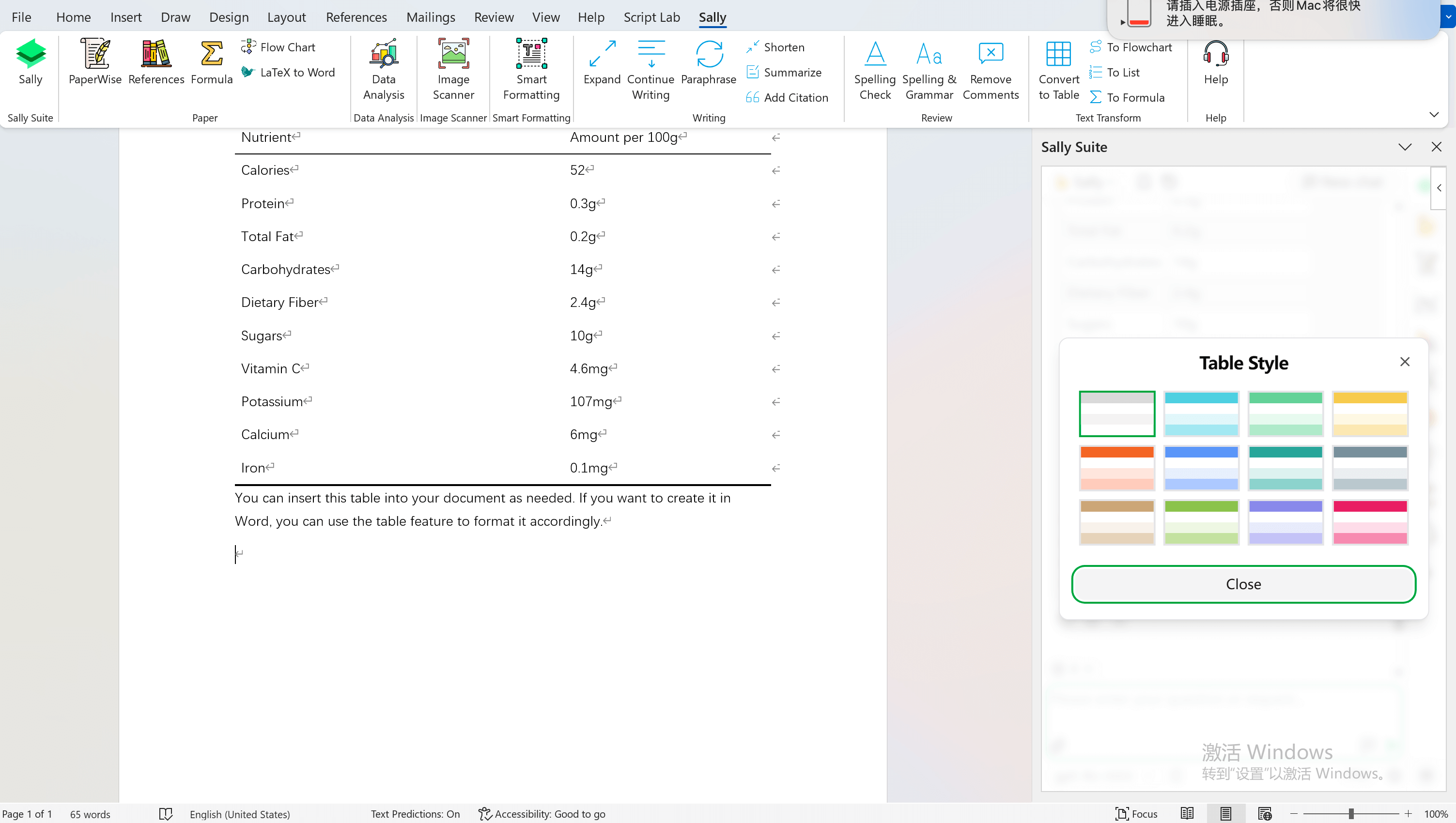 Insert Other Style Tables