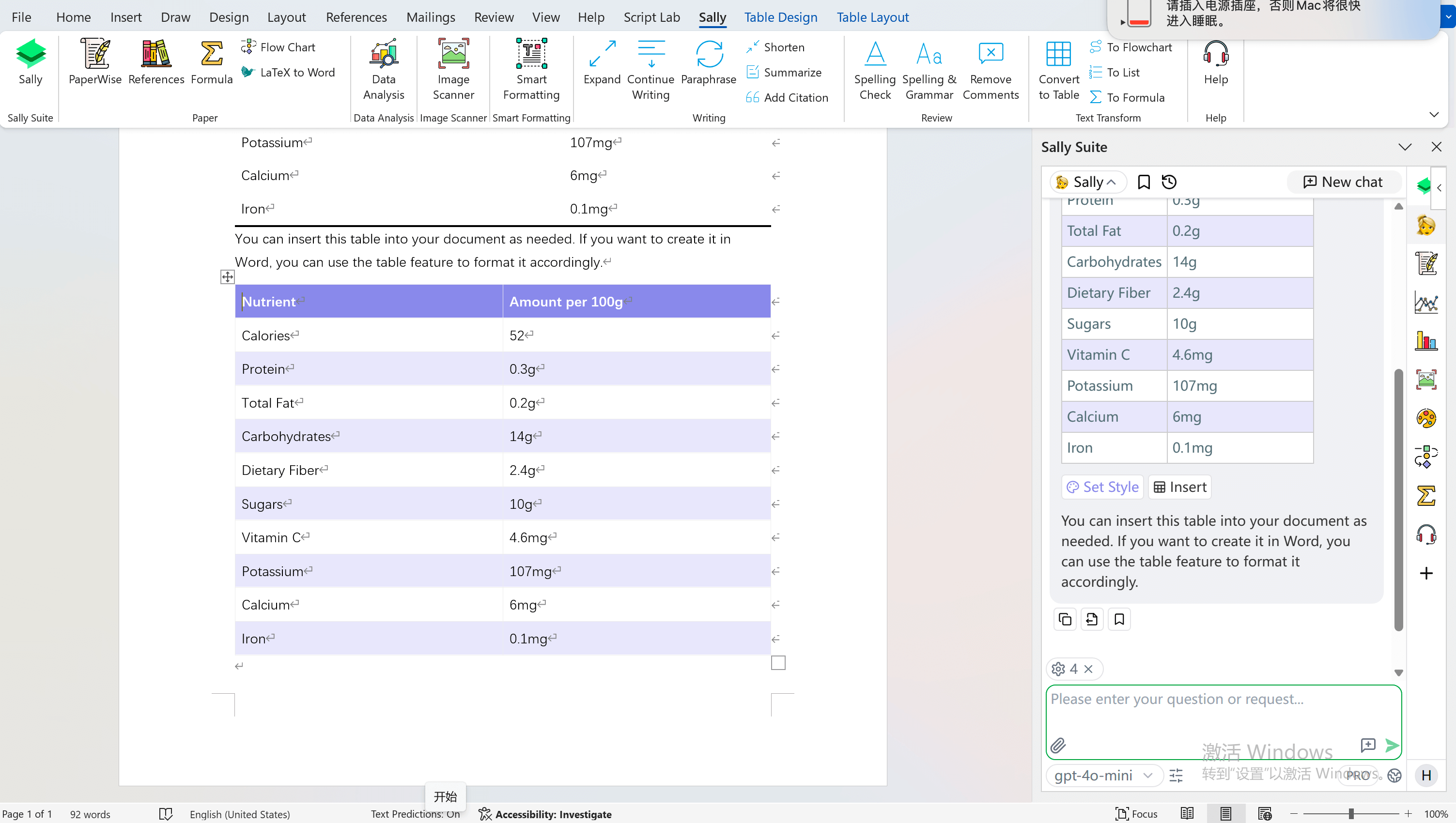 Insert Other Style Tables